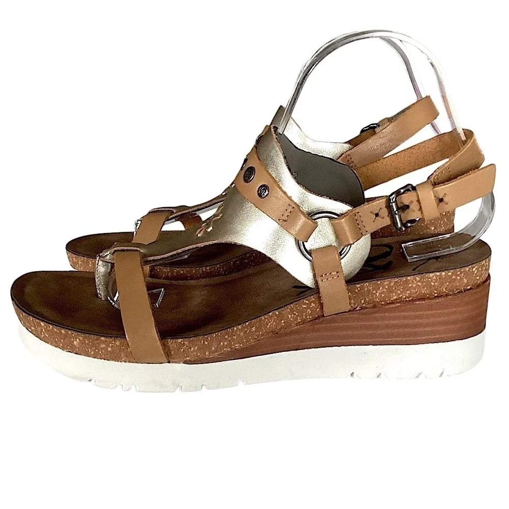 OTBT Maverick Wedge Platform Leather Sandals Stud Details Sz 9.5 From Sundance - Picture 4 of 16